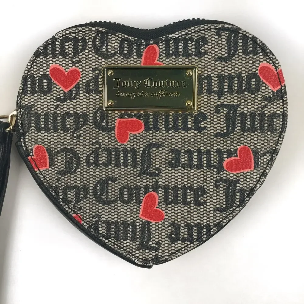 Juicy Couture Heart Shaped Monogram Zip Wristlet Wallet Accessories Accessory